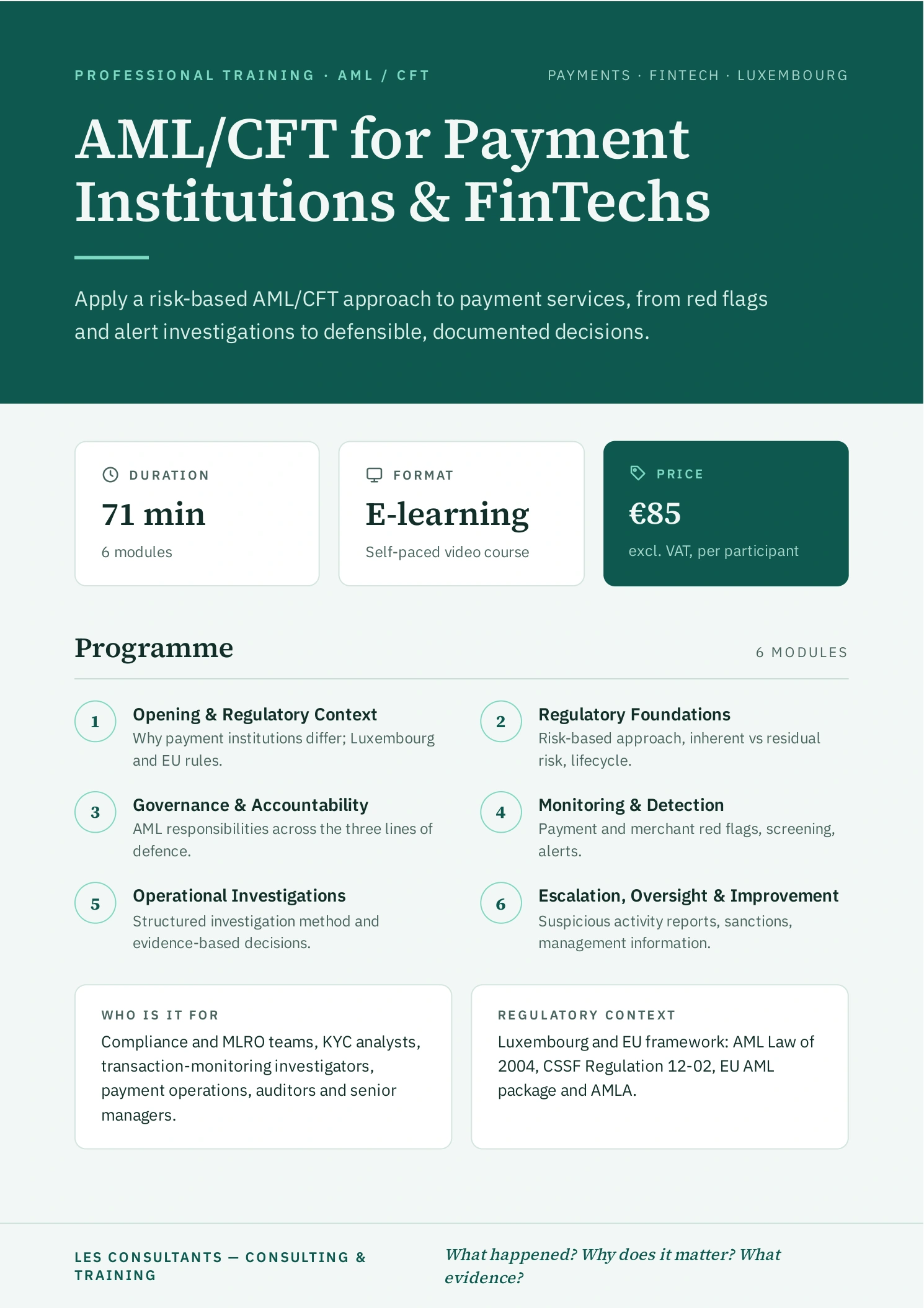 AML/CFT for Payment Institutions & FinTechs