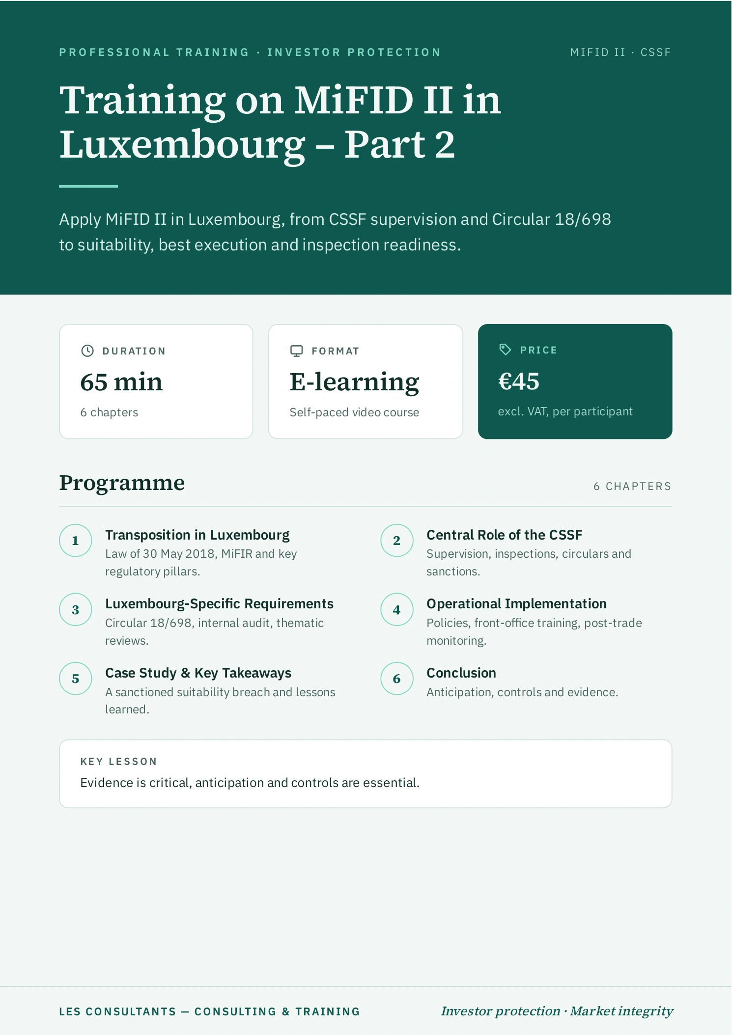 Training on MiFID II in Luxembourg &ndash; Part 2